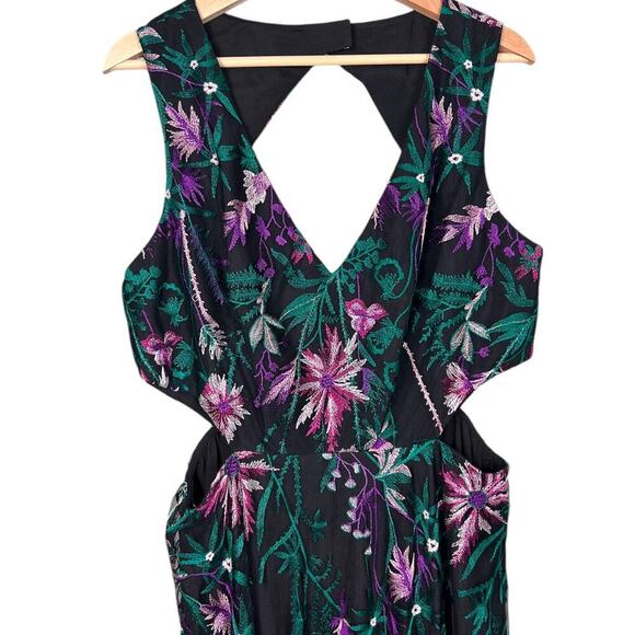NWT Marchesa Notte Cut-Out Floral Embroidery Gown 16 Black Formal Dress Nylon - Picture 5 of 12